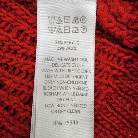 Ruby Moon Sweater Womens Size Large Wool Blend Pullover Red Snowflake Heart Knit - Picture 8 of 8